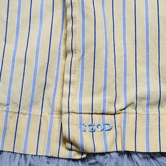 Izod Mens Shirt Size 3X Yellow Blue Stripes Button Down Up Cotton Adult Dress‎ - Picture 5 of 10